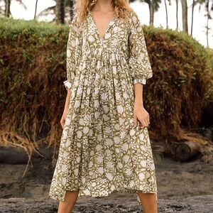 Daughters of India Kyra Midi Dress - Olive